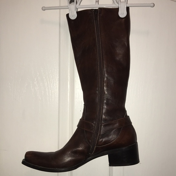 🥾 Brown Leather Cowboy Style Boots WB23 - Picture 2 of 4